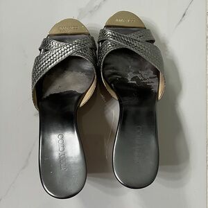 Jimmy Choo Metallic Silver Mules
